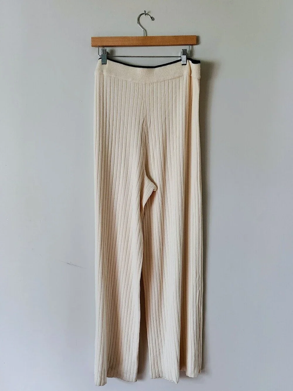 Marled Wide-leg Sweater Pants with Black Trim Sz XL